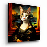Monalisa Cat Glass Wall Art.